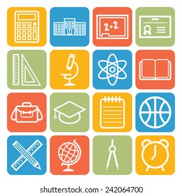 Set of simple icons for school and education