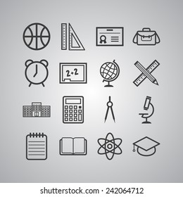 Set of simple icons for school and education