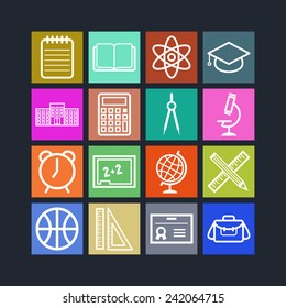 Set of simple icons for school and education