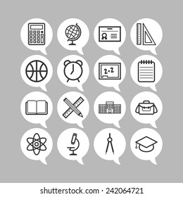 Set of simple icons for school and education