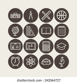 Set of simple icons for school and education