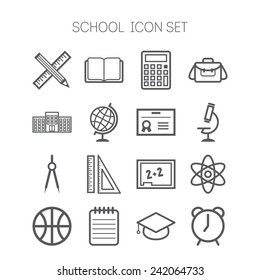 Set of simple icons for school and education