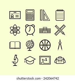Set of simple icons for school and education