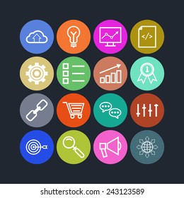 Set of simple icons for search engine optimization, business, web, applications and management