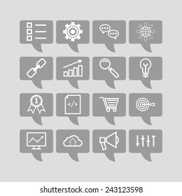 Set of simple icons for search engine optimization, business, web, applications and management
