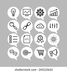 Set of simple icons for search engine optimization, business, web, applications and management