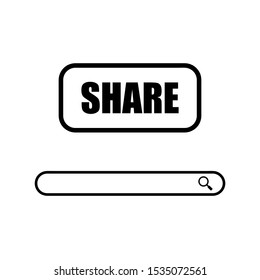 Set of simple icons with share button and search bar