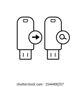 Set of simple icons with Share USB Memory Drive and Search USB Memory Drive.