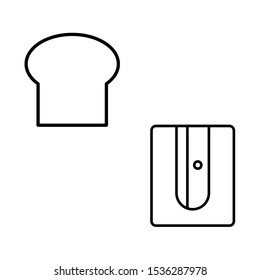 Set of simple icons with sharpener and bread
