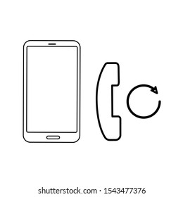Set of simple icons with smartphone and handset call back sign