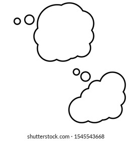 Set of simple icons with speech bubble, dialog box, thoughts on a white background in video cloud.