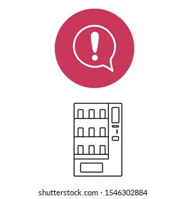 Set of simple icons with speech bubble and exclamation mark and vending machine.