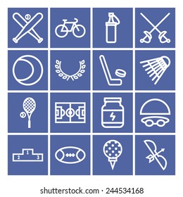 Set of simple icons for sport, recreation, web design and application