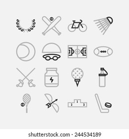Set of simple icons for sport, recreation, web design and application