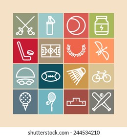 Set of simple icons for sport, recreation, web design and application