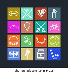 Set of simple icons for sport, recreation, web design and application