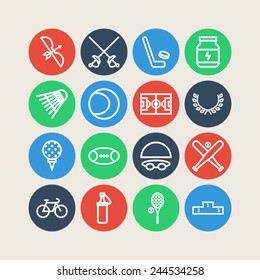 Set of simple icons for sport, recreation, web design and application
