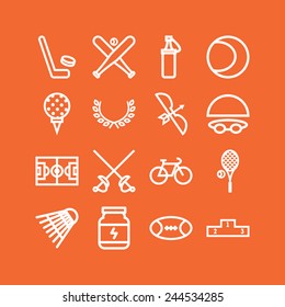 Set of simple icons for sport, recreation, web design and application