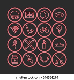 Set of simple icons for sport, recreation, web design and application