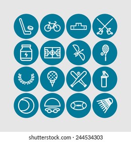 Set of simple icons for sport, recreation, web design and application