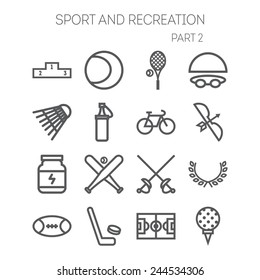 Set of simple icons for sport, recreation, web design and application