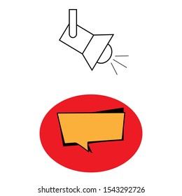 A set of simple icons with the spotlight and the dialog box color