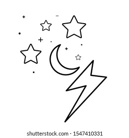 Set of simple icons with stars and lightning.