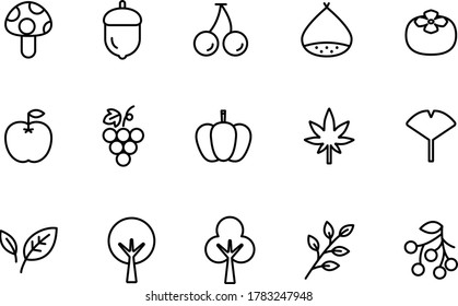 Set of simple icons such as autumn foods and plants