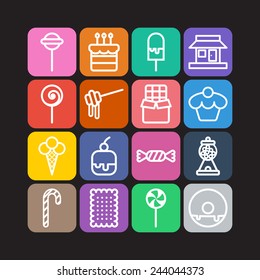 Set of simple icons with sweets and candis