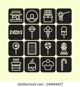 Set of simple icons with sweets and candis
