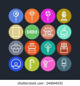 Set of simple icons with sweets and candis