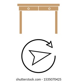 Set of simple icons with table and arrows