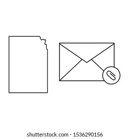 A set of simple icons with torn paper and the envelope