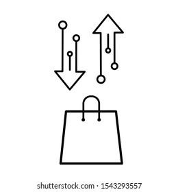 Set of simple icons with transfer arrows and shopping bag