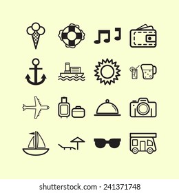 Set of simple icons for traveling