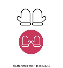 Set of simple icons with two mittens