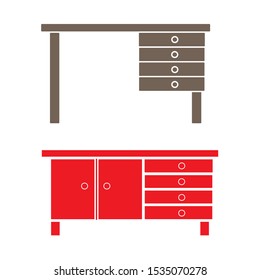 Set of simple icons with two office desks