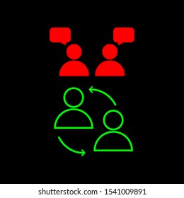 Set of simple icons with two people and dialog boxes