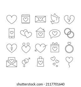 Set of simple icons for valentine's day