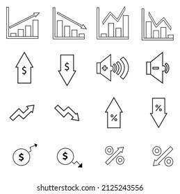 Set of Simple Icons Vector black line graphics. Contains Icons like Pie Charts, Graphs, Statistics, Column Charts and more. 