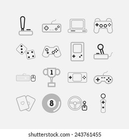 Set of simple icons for video games, controllers, web and applications