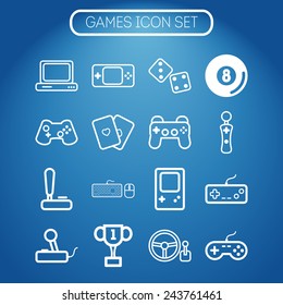 Set of simple icons for video games, controllers, web and applications