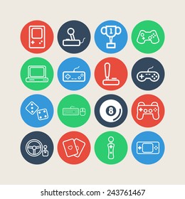 Set of simple icons for video games, controllers, web and applications
