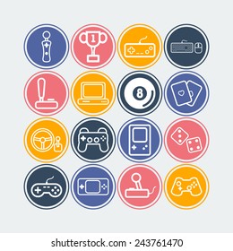Set of simple icons for video games, controllers, web and applications