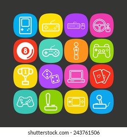 Set of simple icons for video games, controllers, web and applications