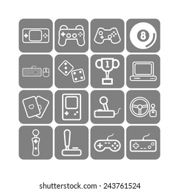 Set of simple icons for video games, controllers, web and applications