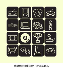 Set of simple icons for video games, controllers, web and applications