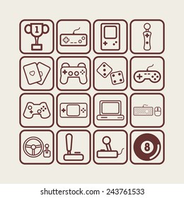 Set of simple icons for video games, controllers, web and applications