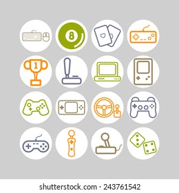 Set of simple icons for video games, controllers, web and applications