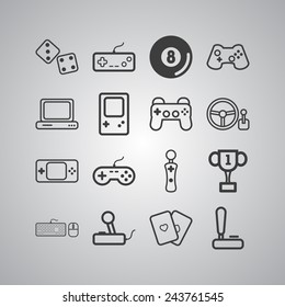Set of simple icons for video games, controllers, web and applications